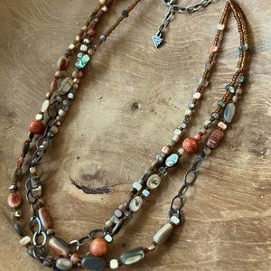 Silpada Fun Fiesta Necklace - coral, abalone & sterling silver